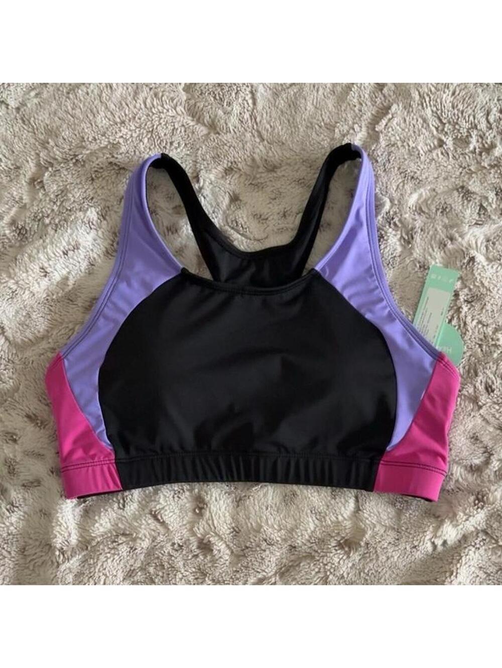 beautikini black retro colored sports bra
